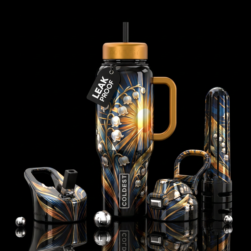 Lily of the valley and the bright and morning sun water bottle design