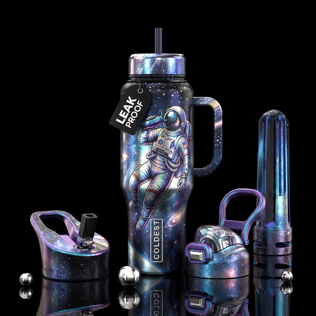 Astronaut drinking and chilling with Coldest water bottle design