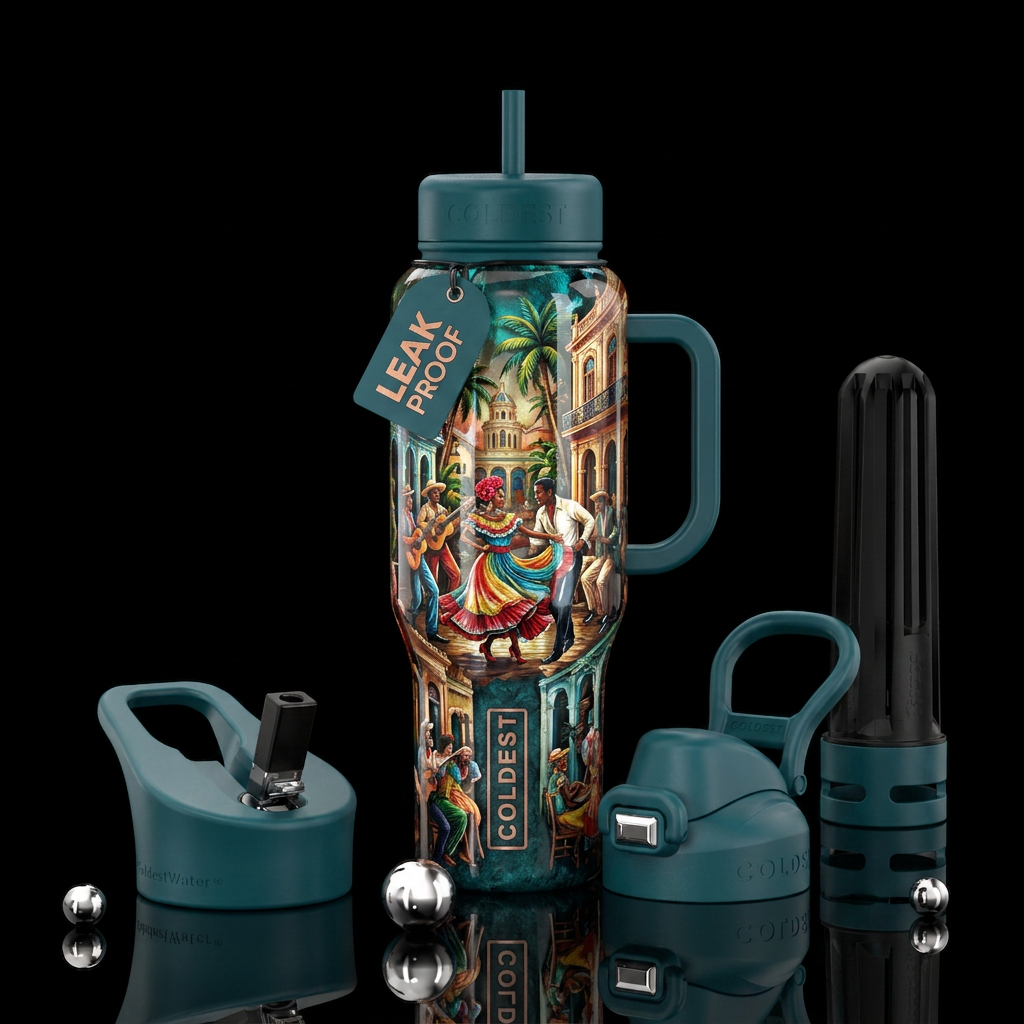 Cuban dancing water bottle design