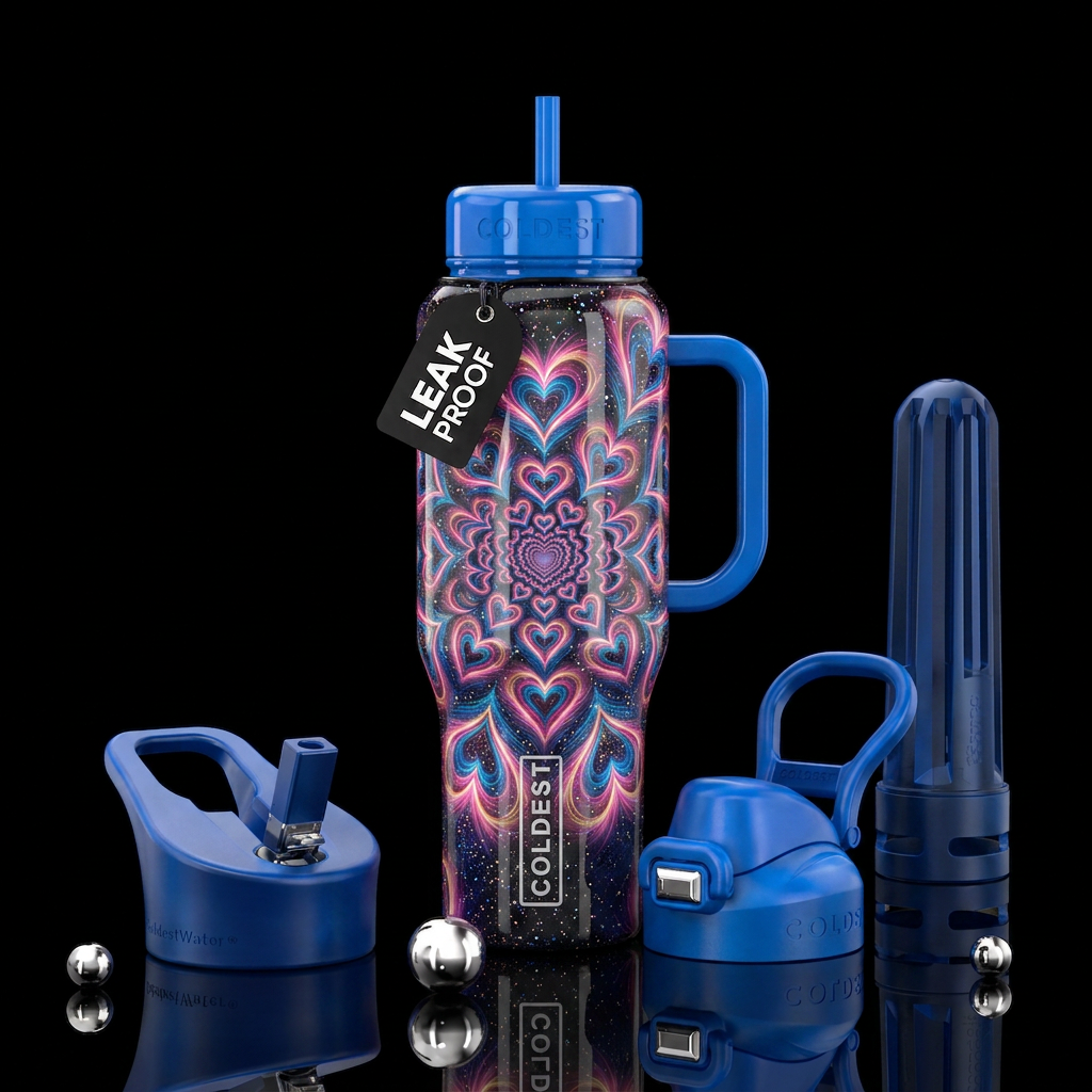Hearts n stardust water bottle design