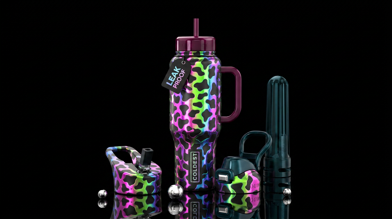 Neon cow water bottle design