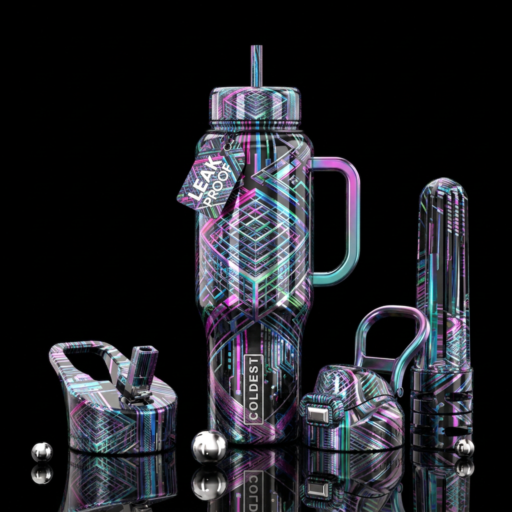 Techno dance water bottle design