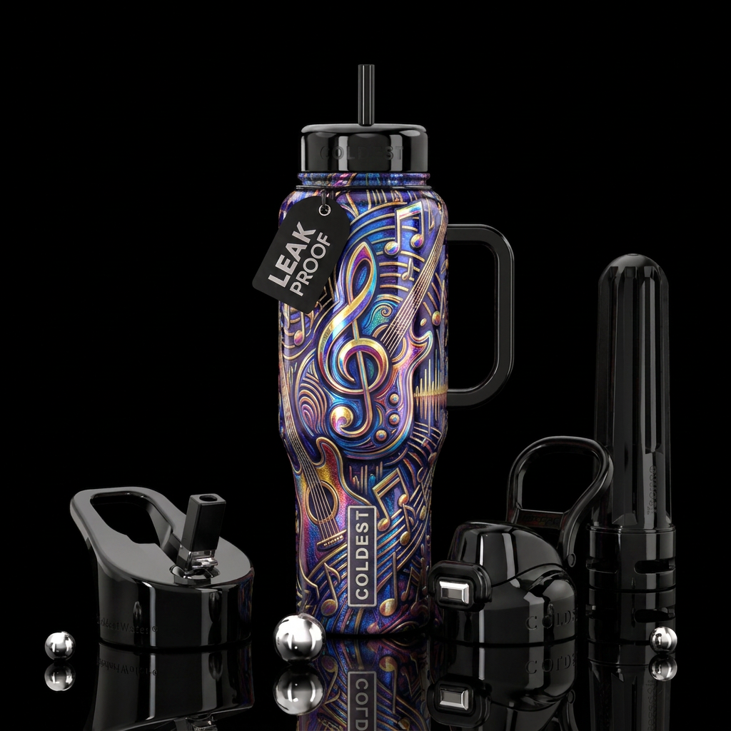 Loving music water bottle design
