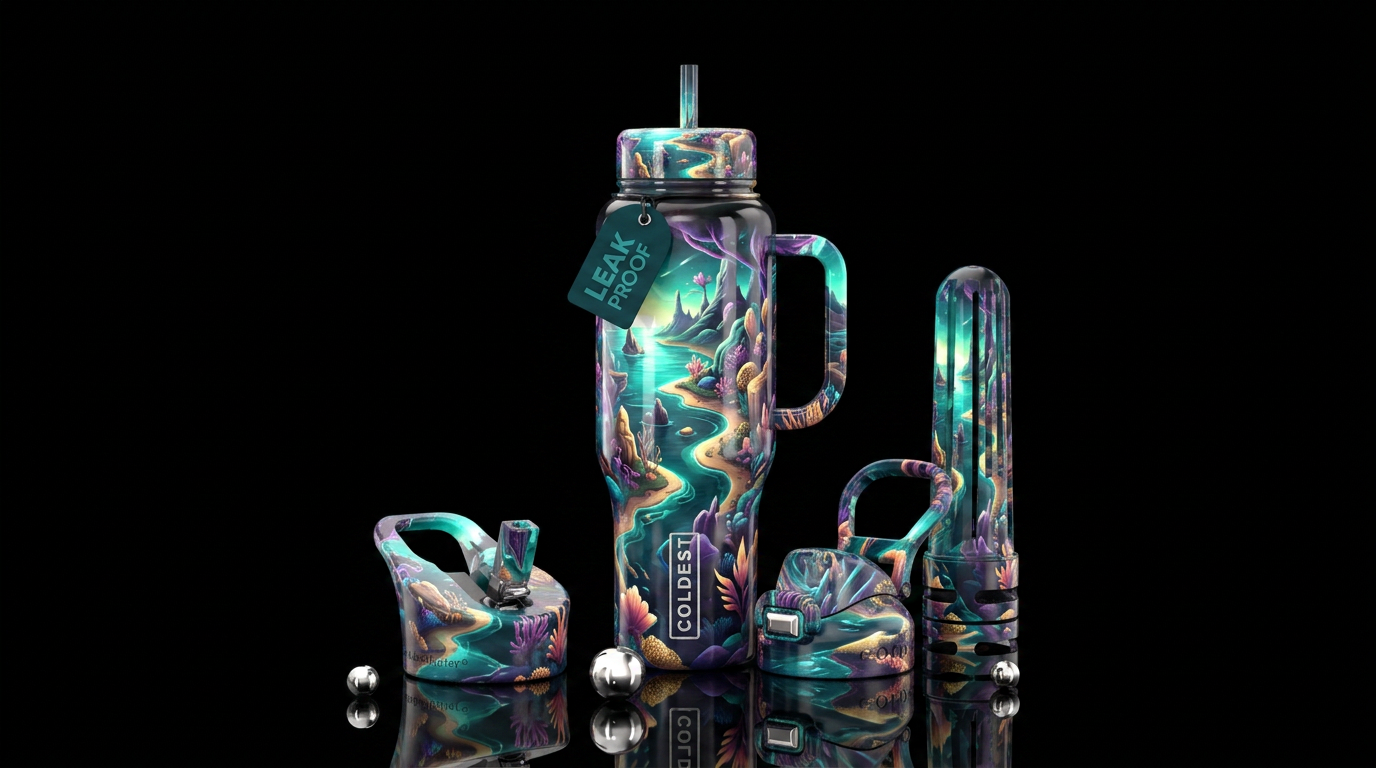 Mythical Island water bottle design