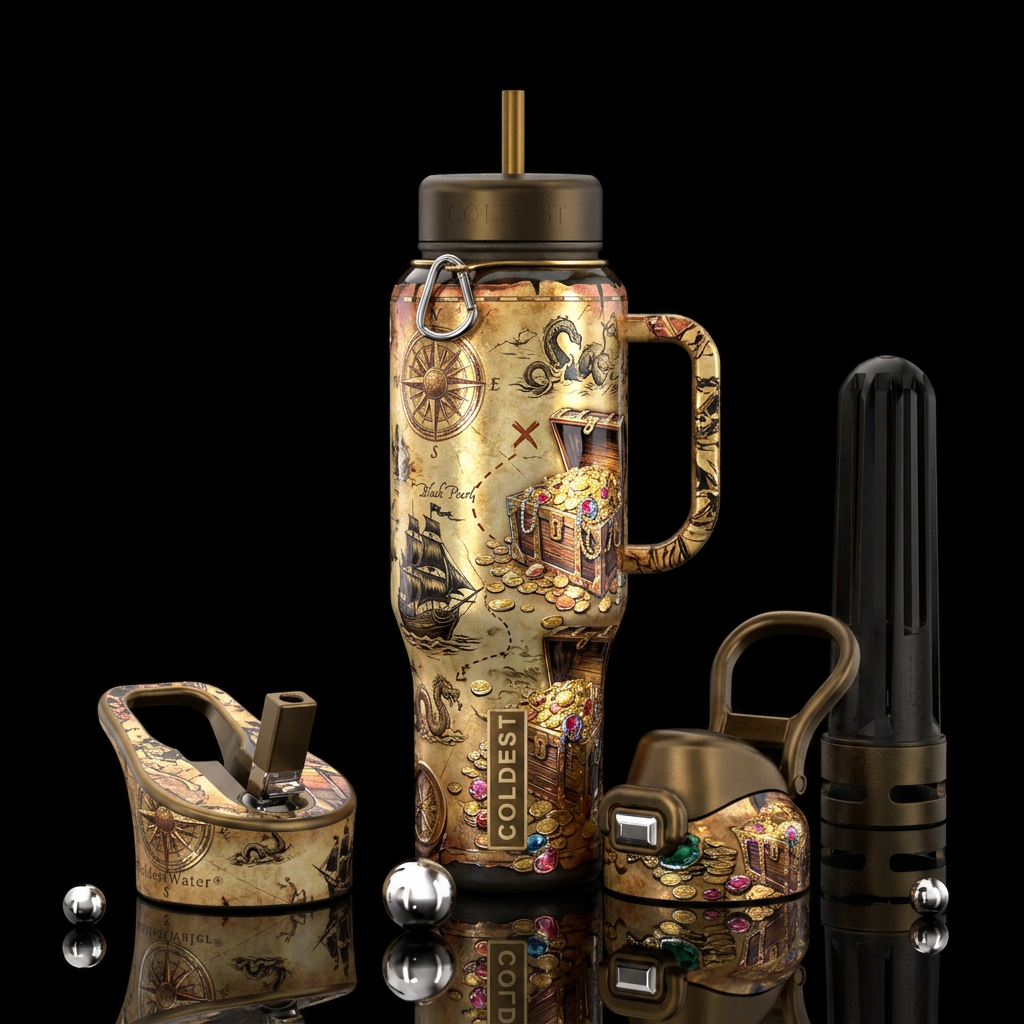 Pirates loot water bottle design