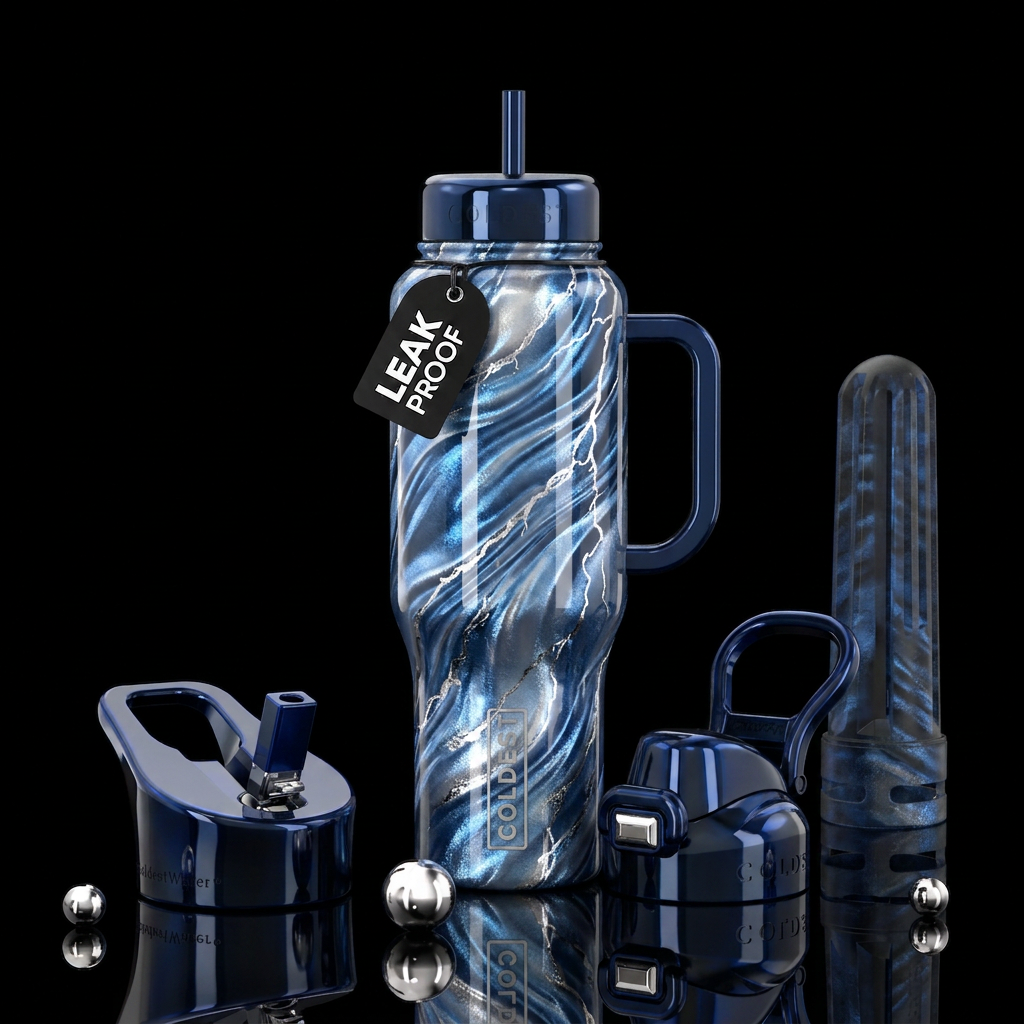 Waves of blue water bottle design