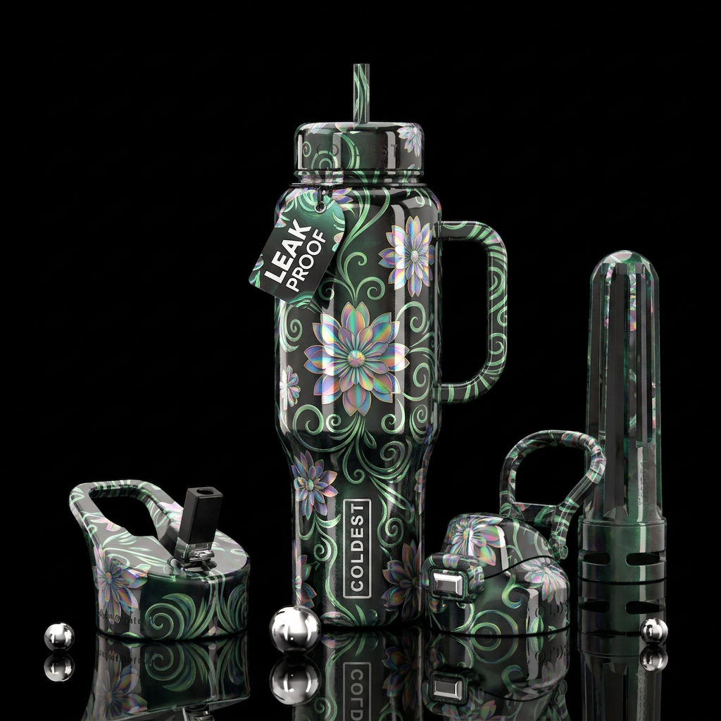 Floral art water bottle design