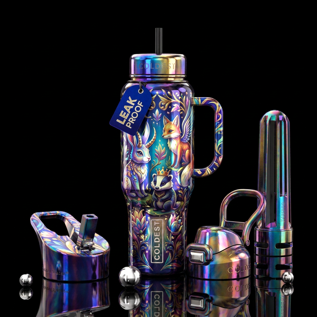 Fairytale animal kingdom water bottle design