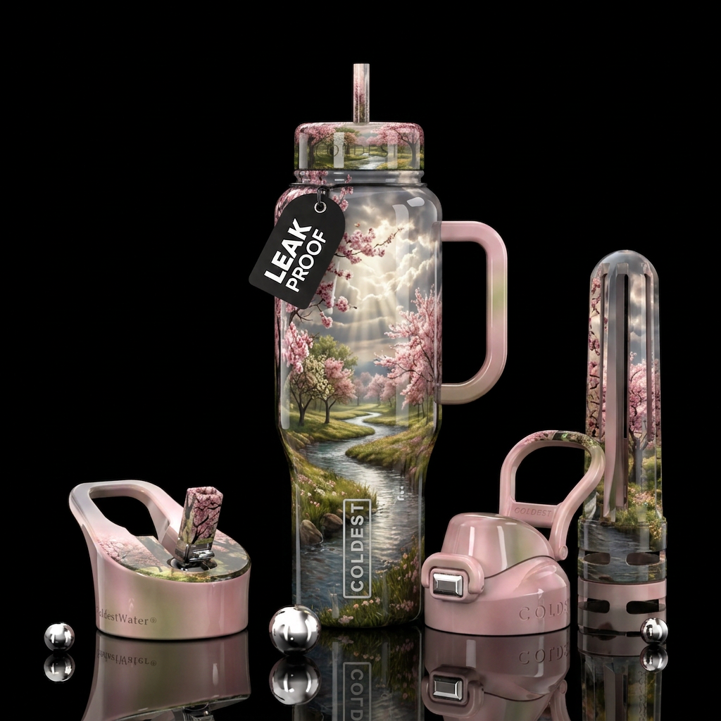 Beautiful blossoms water bottle design