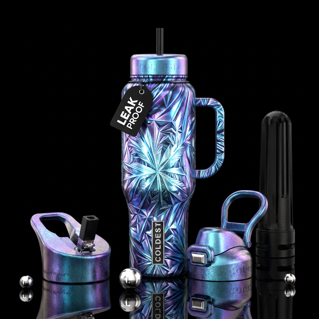 Icy reflections water bottle design