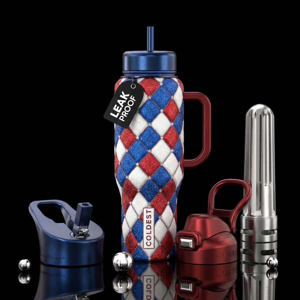 Patriotic diamonds water bottle design