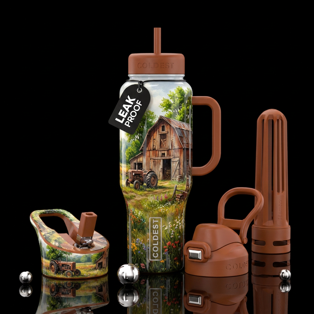 Old barn water bottle design