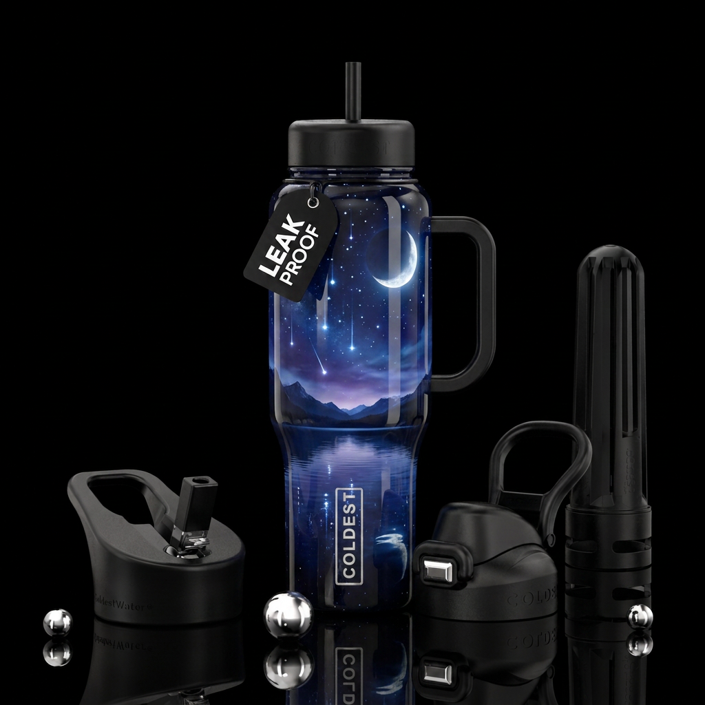 Mountain backdrop water bottle design