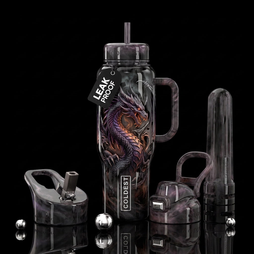 Dragon haunting water bottle design
