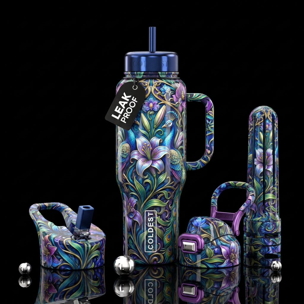 Artistic florals water bottle design