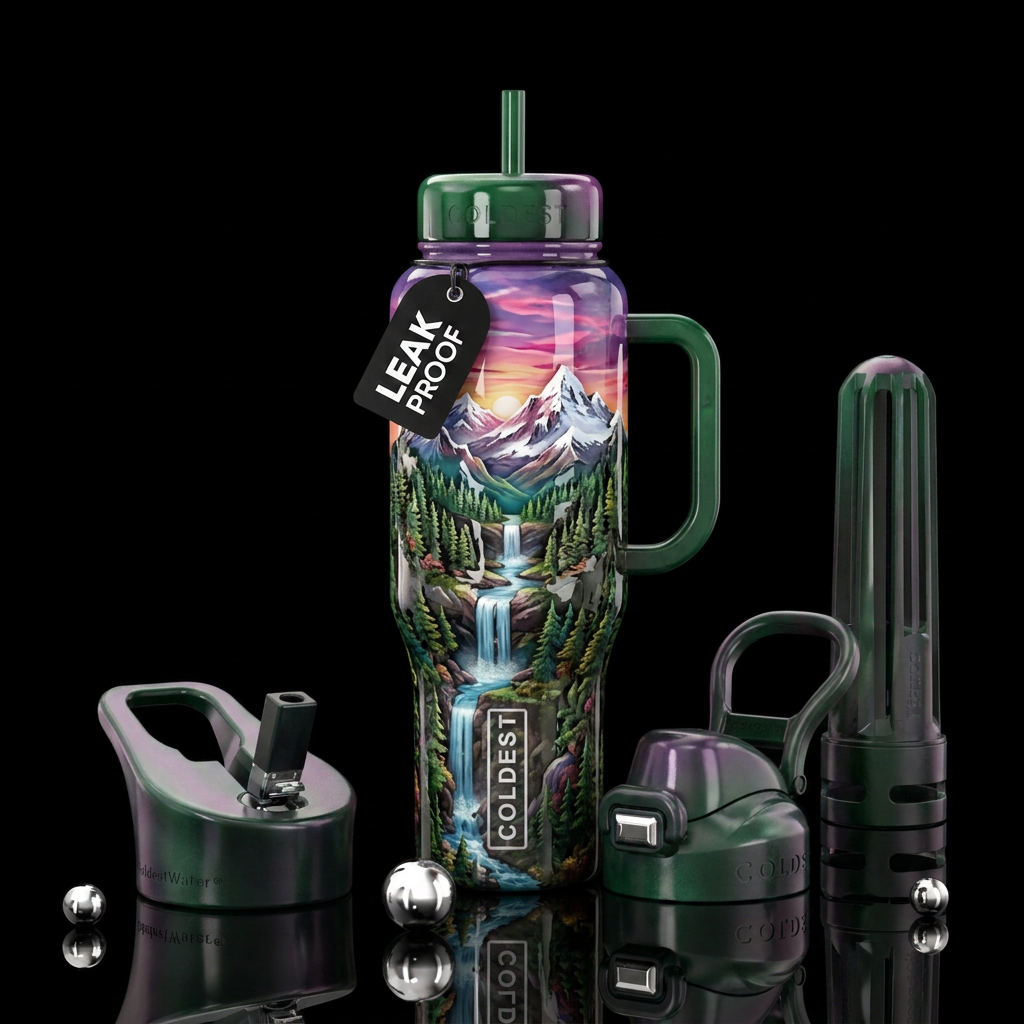 One with nature water bottle design