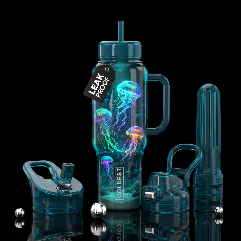 Glowing Jellyfish water bottle design