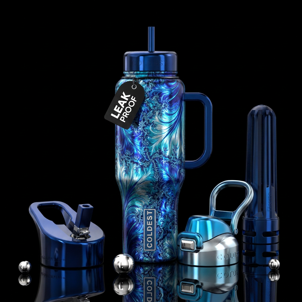 Icy fractal water bottle design