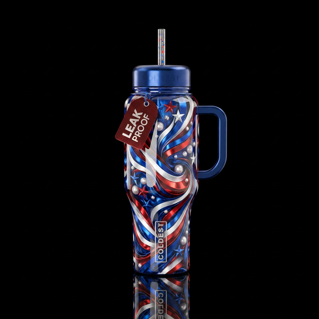 For the love of the red white and blue water bottle design