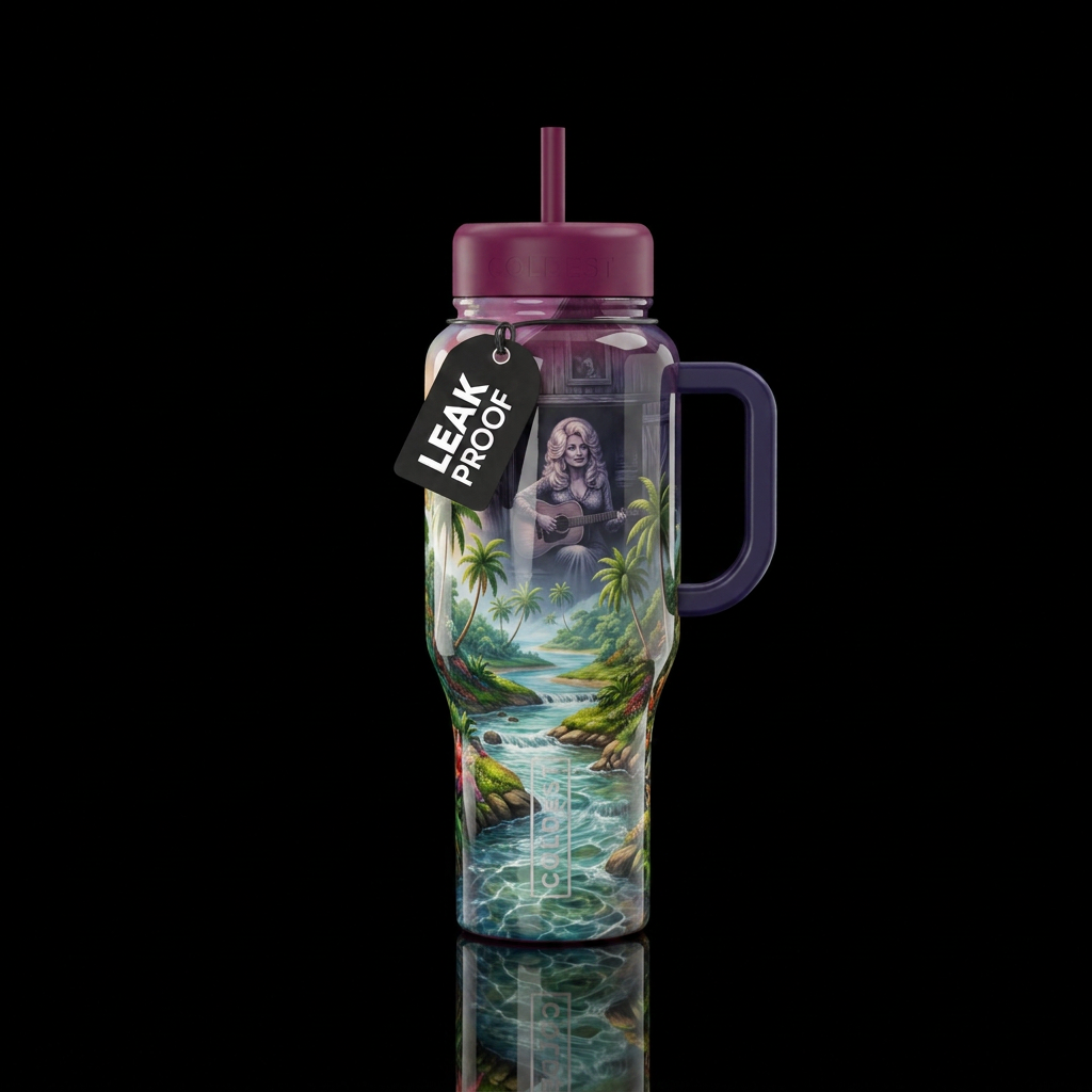 Love you Dolly Parton water bottle design