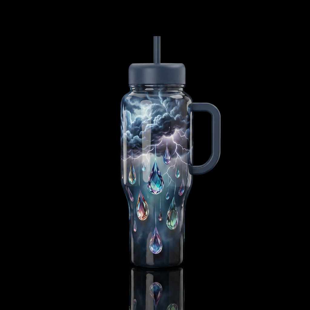 crystal raindrops water bottle design