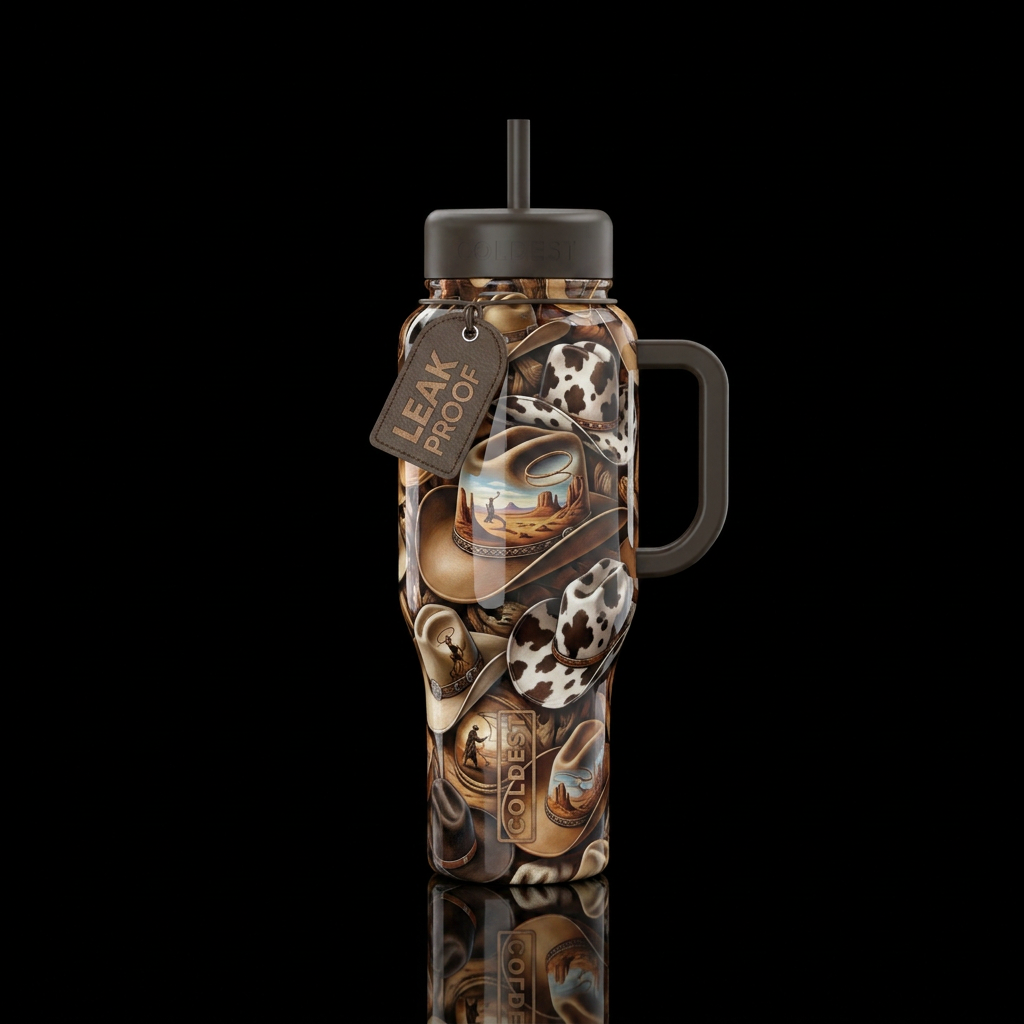 Cowboy time water bottle design