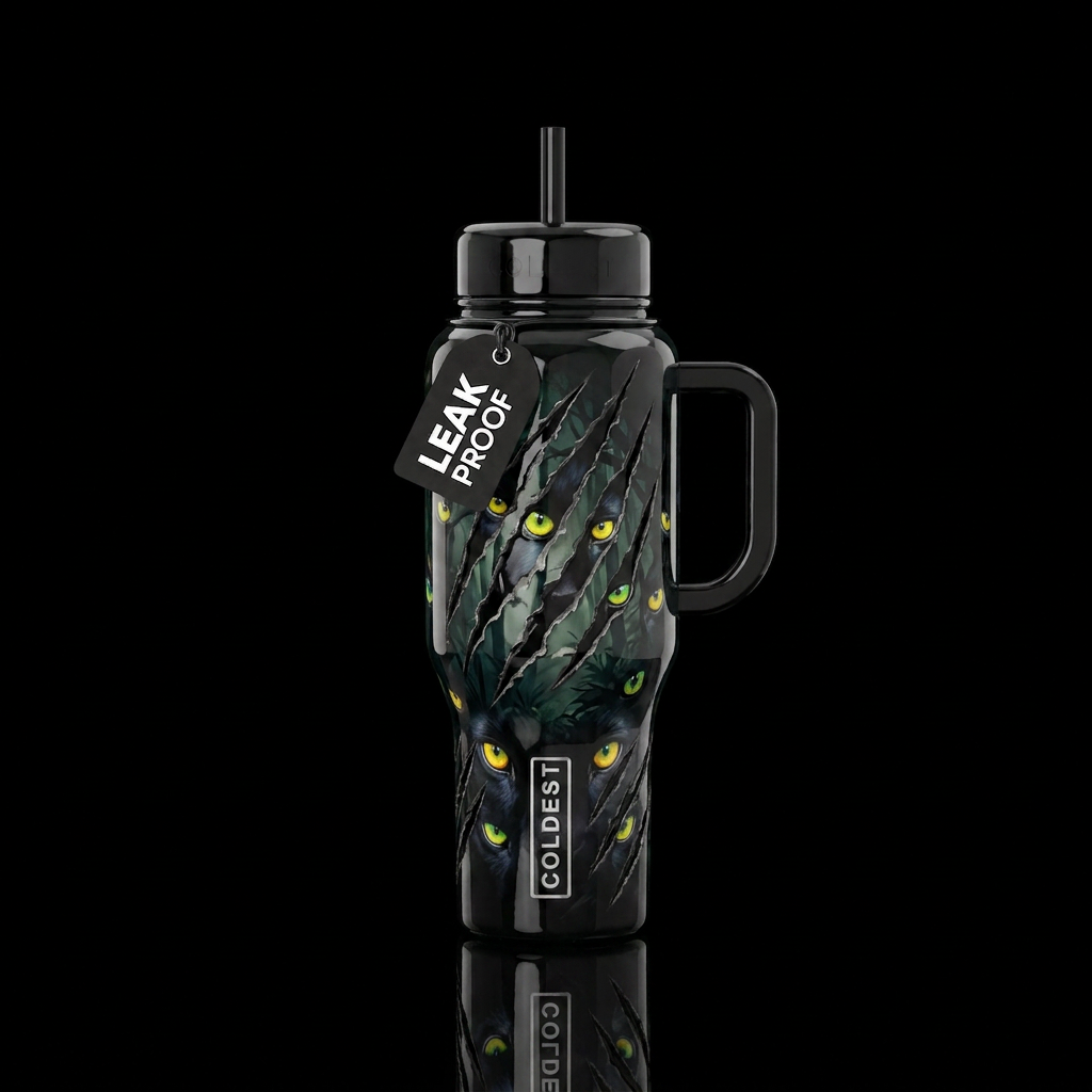 Black panther water bottle design