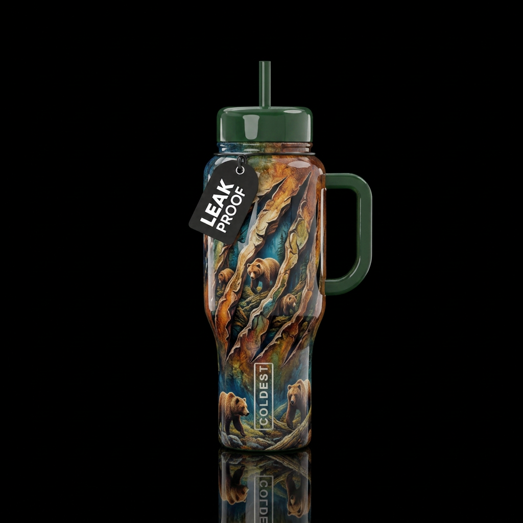 Grizzly bears water bottle design