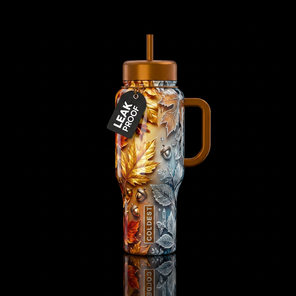 Fall sliding into winter water bottle design