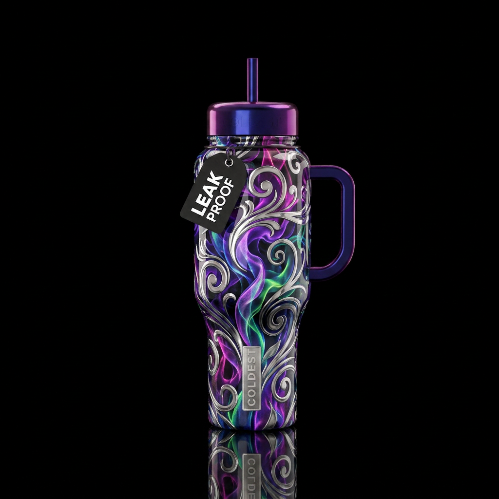 Gentle scrolls water bottle design