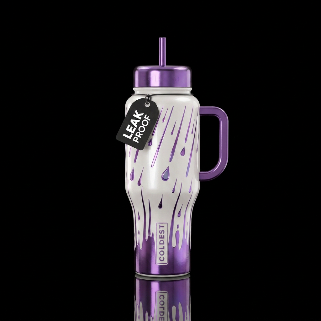 Purple rain water bottle design
