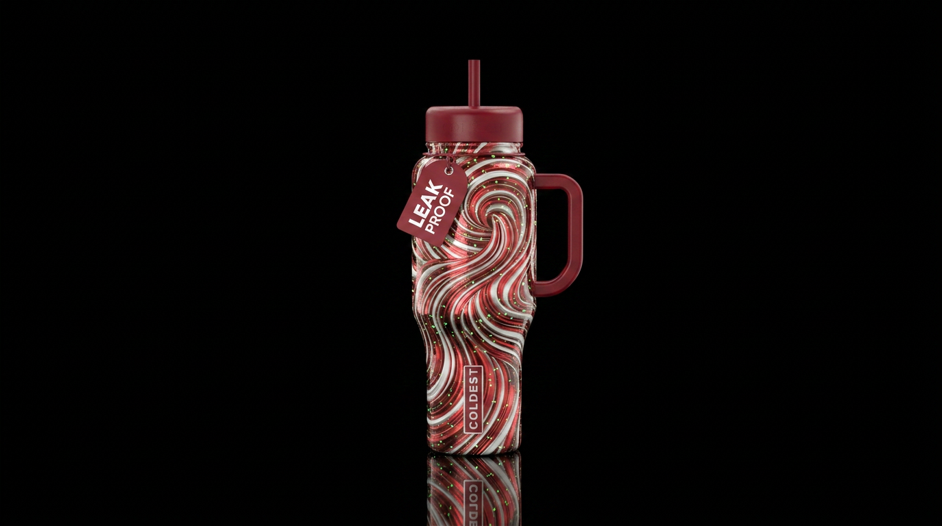 Christmas swirls water bottle design