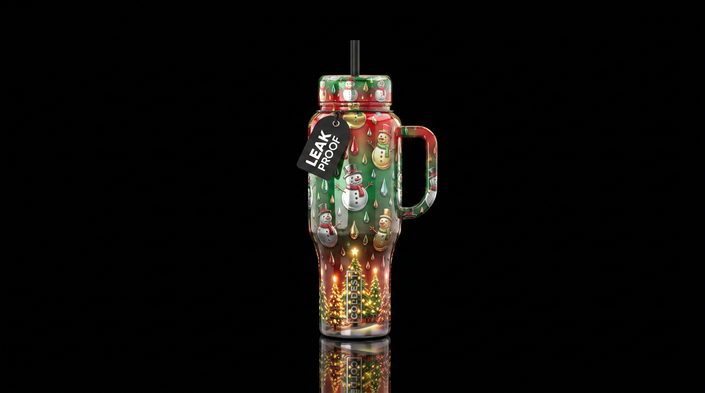 Raining snowmen water bottle design