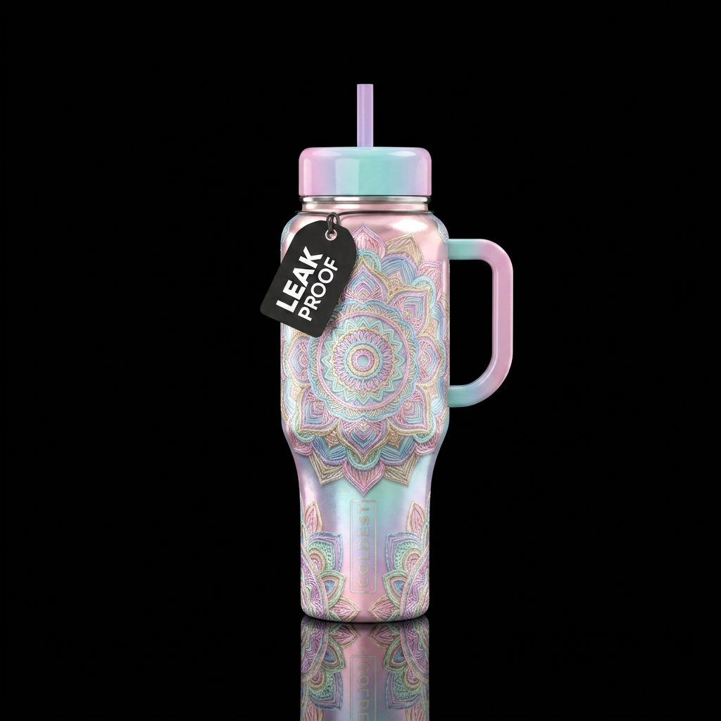 Pastel Mandela water bottle design