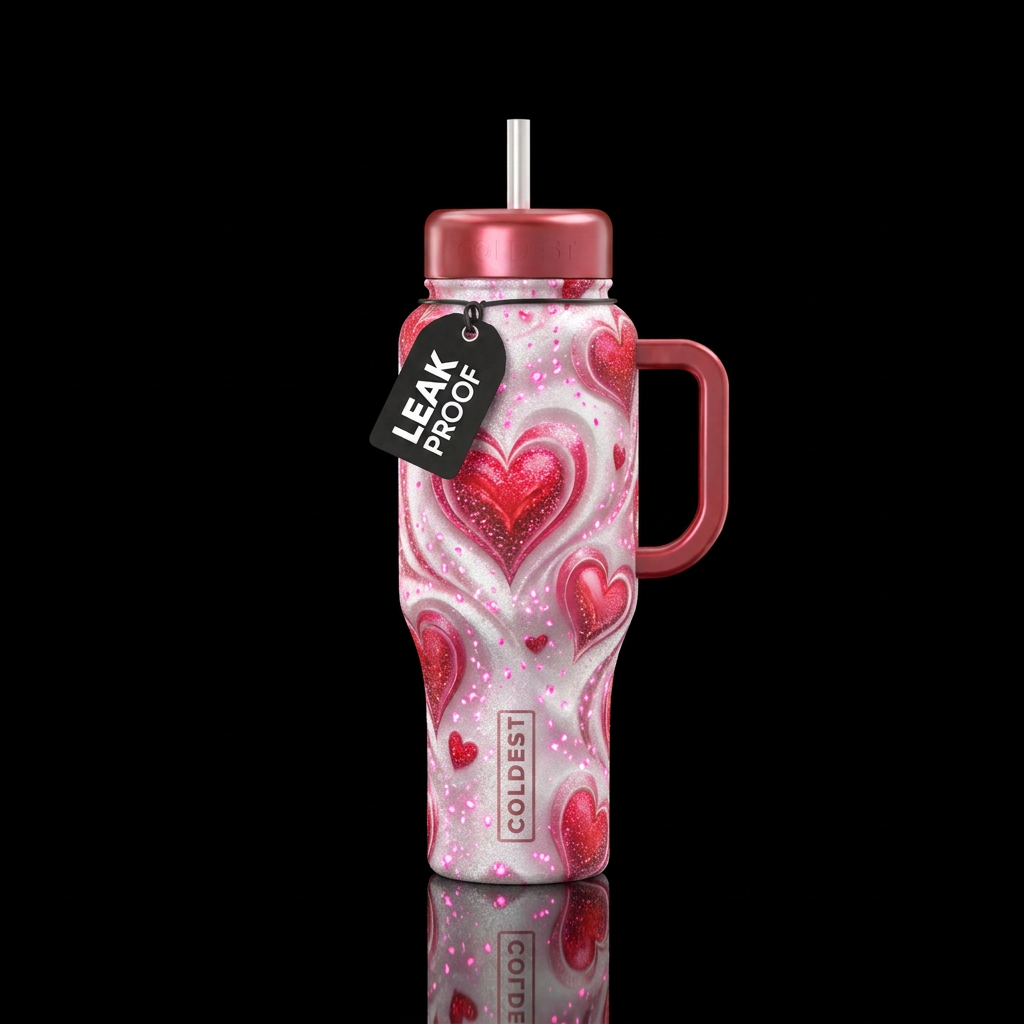 Hearts 4 love water bottle design