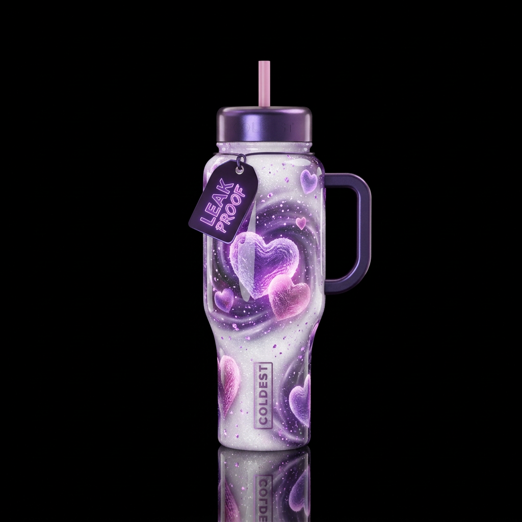 Swirls of hearts water bottle design