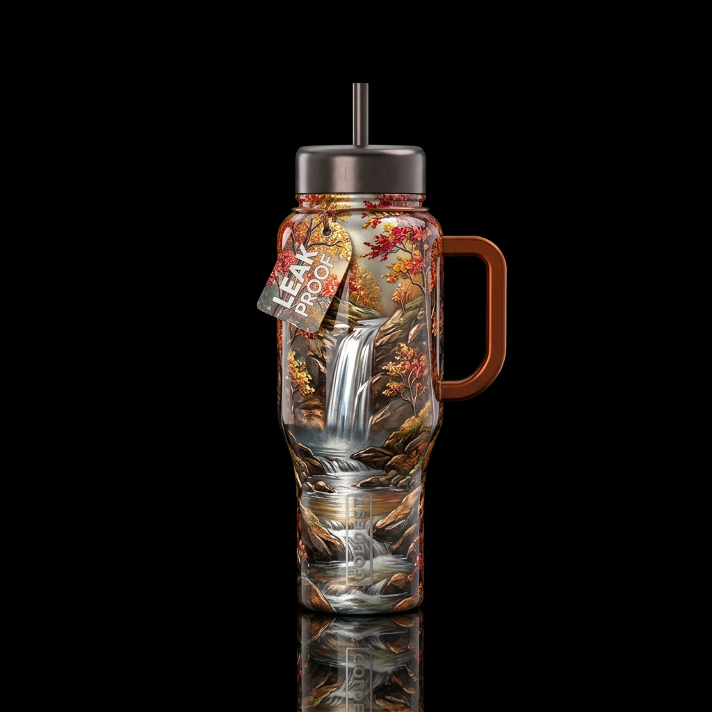 Stunning fall serenity water bottle design