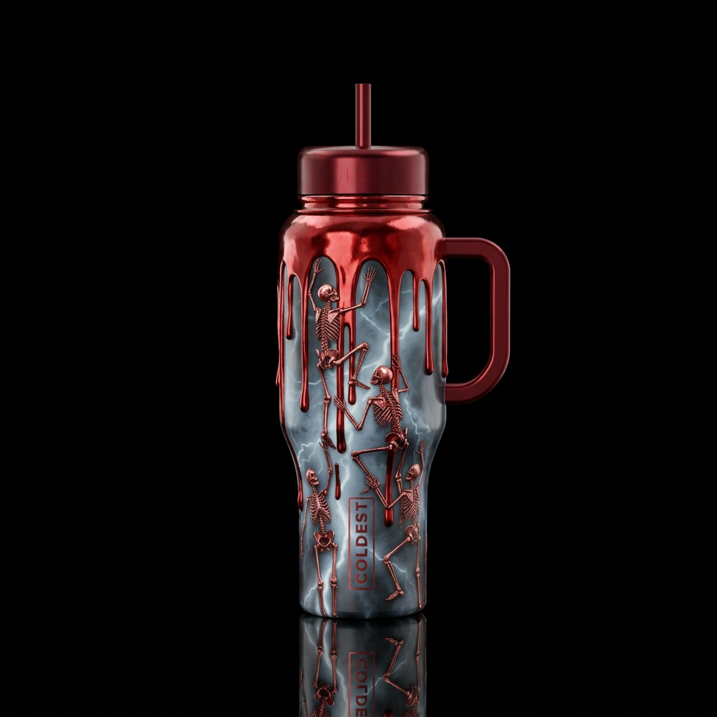 Bloody skeletons water bottle design