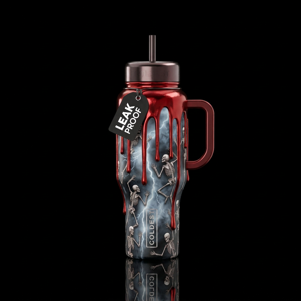Creeping skeletons water bottle design