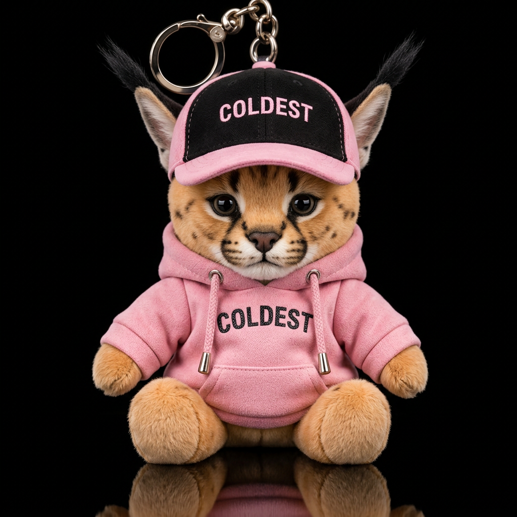adorable realistic baby caracal baby cub in a blac... water bottle design