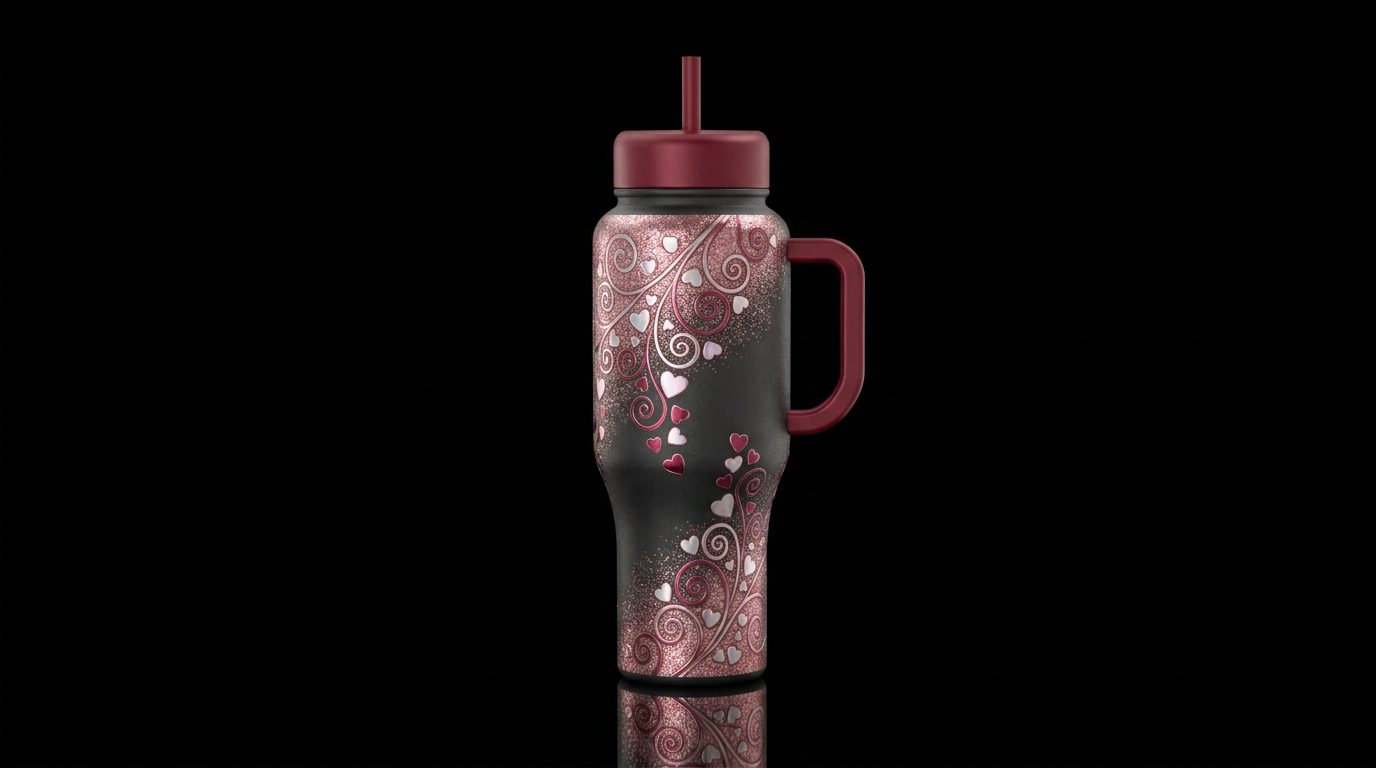 Hearts meeting water bottle design