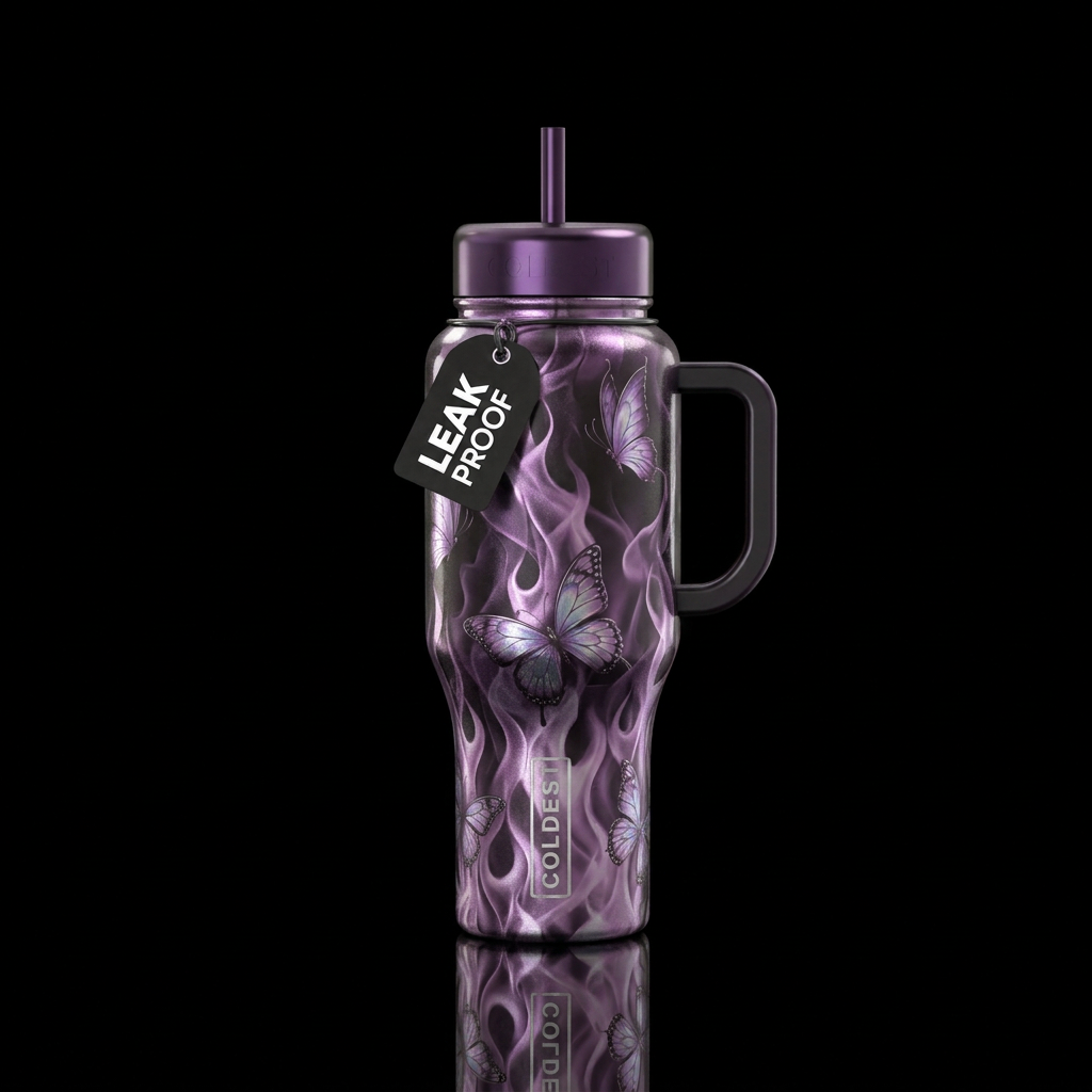 butterfly flames water bottle design