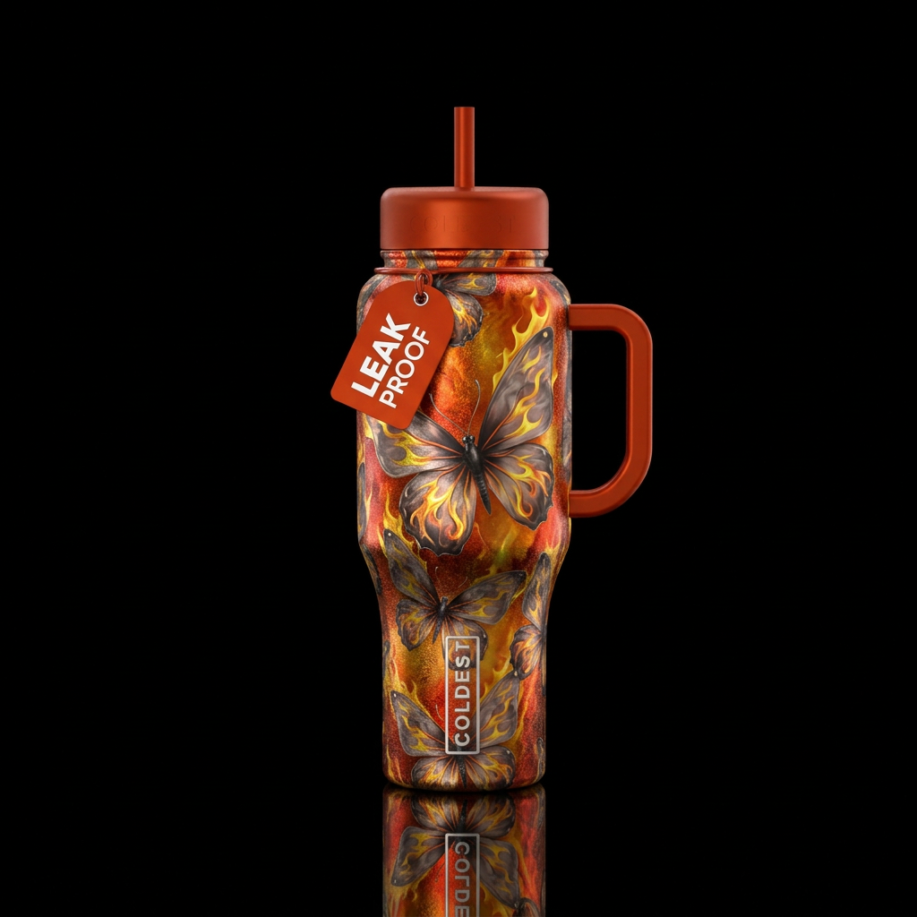 Flaming beauty water bottle design