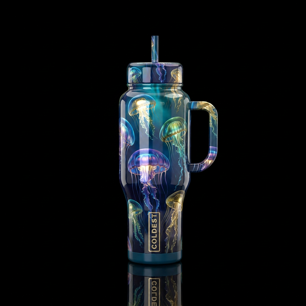 Lightning jellyfish water bottle design