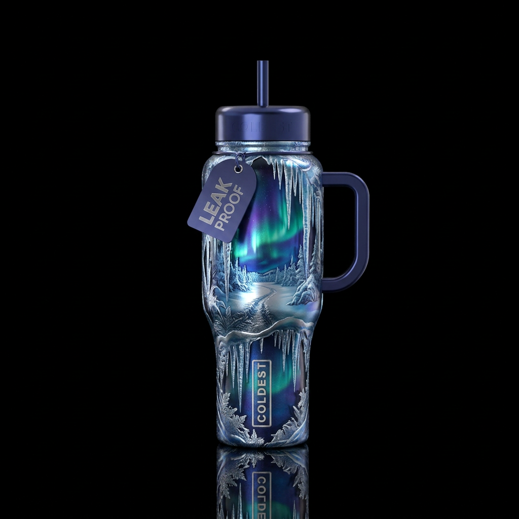 Winter wonderland haven water bottle design