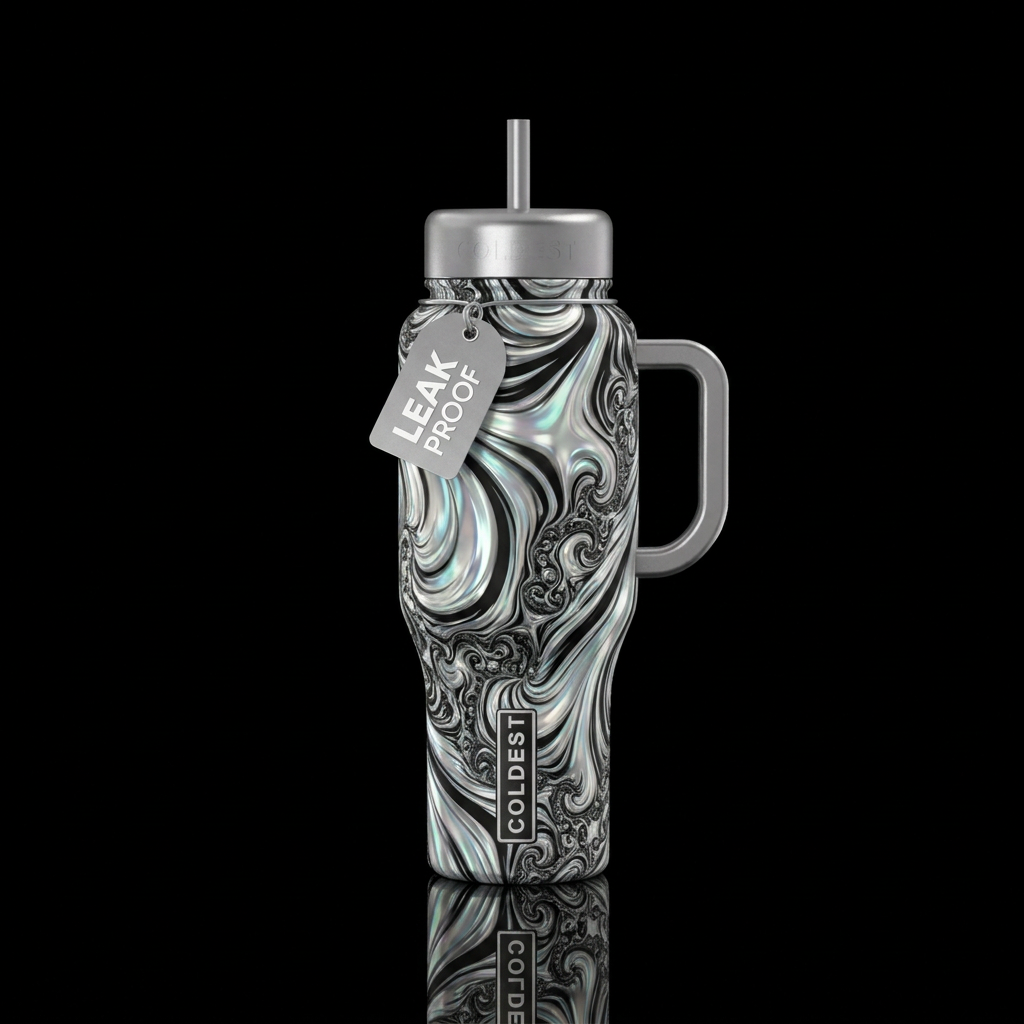 Silver lining in the darkness water bottle design
