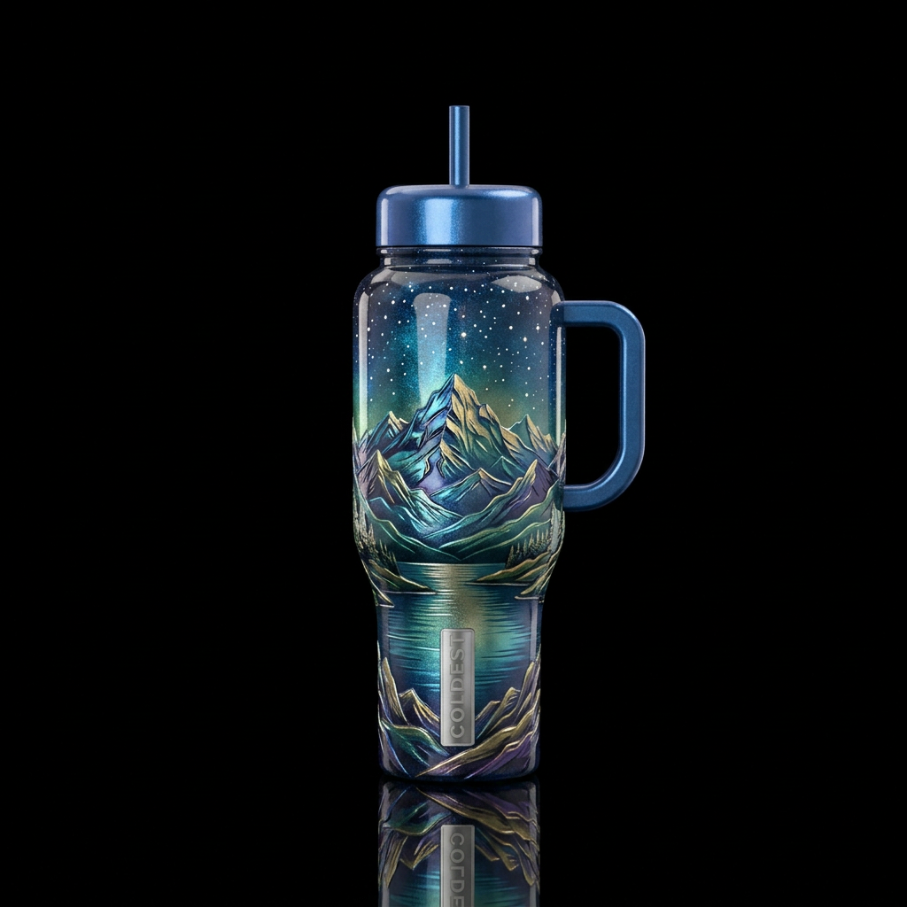 Blissful peace and tranquility water bottle design