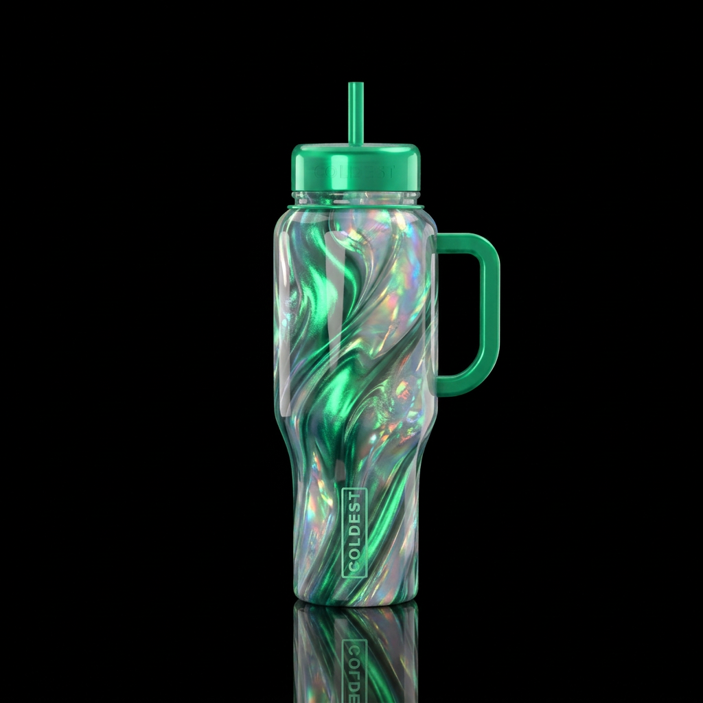Emerald glow water bottle design