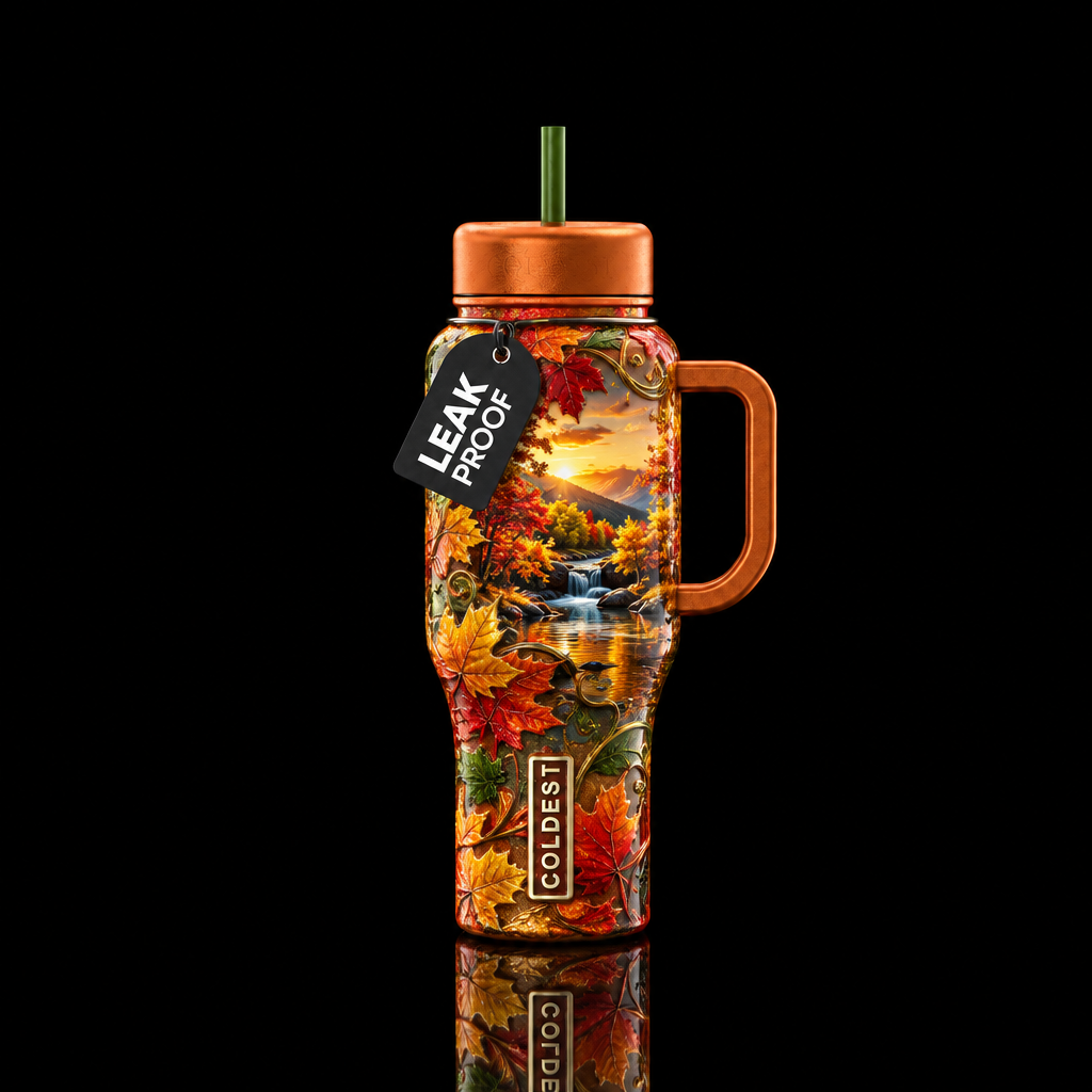 Autumn tranquility water bottle design