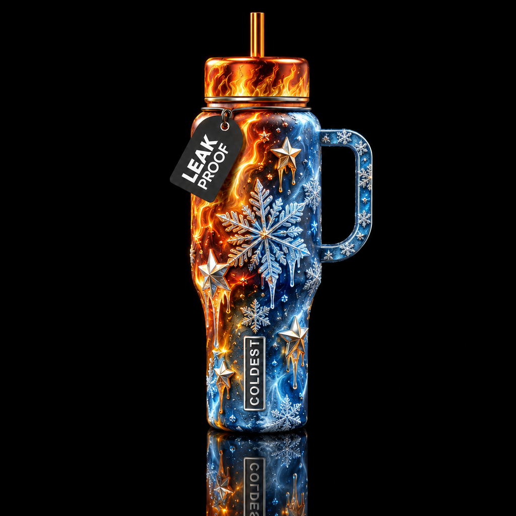 Fire and ice collision water bottle design